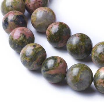 10 x  edelsteen kraal van Unakite 8mm gat 1mm (Kralen), Hobby en Vrije tijd, Kralen en Sieraden maken, Ophalen of Verzenden, Nieuw