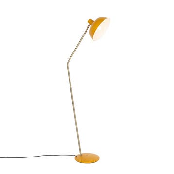 Retro vloerlamp geel met brons - Milou, Verzenden, Nieuw, Retro