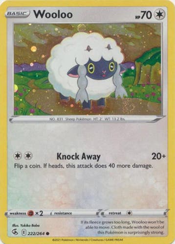 Wooloo 222/264 cosmo holo (Fusion Strike), Ophalen of Verzenden, Nieuw, Losse kaart, Foil