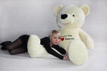 Teddybeer 170cm Wit Geborduurd | Premium | OP=OP, Ophalen of Verzenden, Nieuw, Beer
