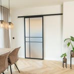 Stalen Schuifdeur met koofsysteem 6 Vlaks Mat glas Luxe desi, 75 tot 150 cm, Nieuw, 150 tot 225 cm, Metaal