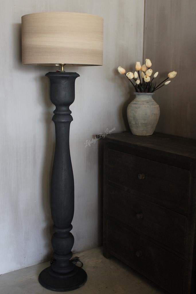 Vloerlamp baluster ronde lampvoet Black 125 cm, Huis en Inrichting, Lampen | Overige, Nieuw, Ophalen of Verzenden
