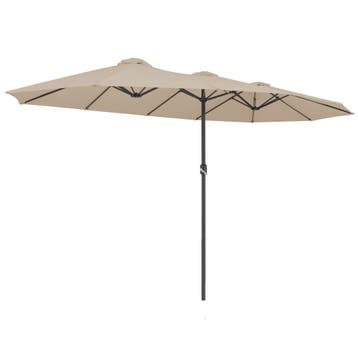 Dubbele Parasol Taupe met UV-bescherming 80+, Verzenden, Nieuw