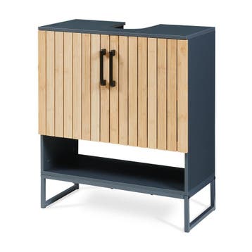 Wastafelonderkast Svanes 70x60x30 cm donkergrijs en naturel, Huis en Inrichting, Badkamer | Badkamermeubels, Verzenden, Nieuw