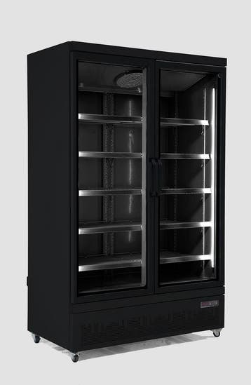 Koelkast 2 Glasdeuren | RVS | 1000 L | Zwart binnen + Buiten, Verzenden, Nieuw in verpakking