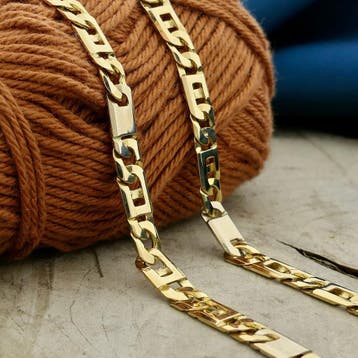 Bicolor gouden marineschakel ketting, Ophalen of Verzenden, Gebruikt, Overige kleuren, Goud