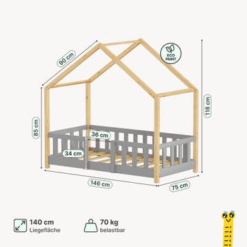 Kinderbed Treviolo met uitvalbeveiliging en matras 70x140 cm, Verzenden, Nieuw