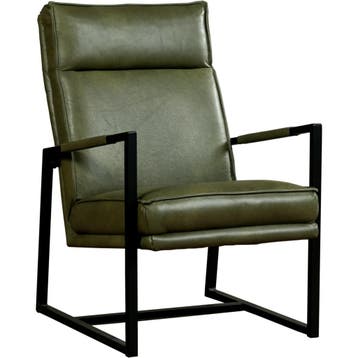 Leren fauteuil Square - Granada Moss (olijf/groen), Nieuw, Ophalen of Verzenden, 50 tot 75 cm, Industrieel, Modern