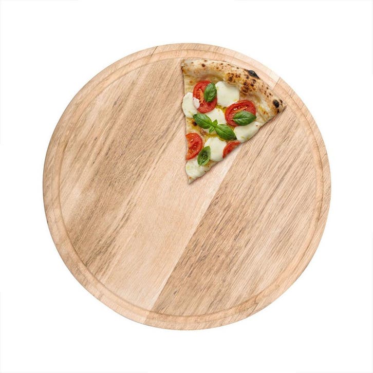 GGM Gastro | Pizzabord - met saftrille - rond - hout - |, Huis en Inrichting, Keuken | Servies, Effen, Nieuw, Bord(en), Verzenden