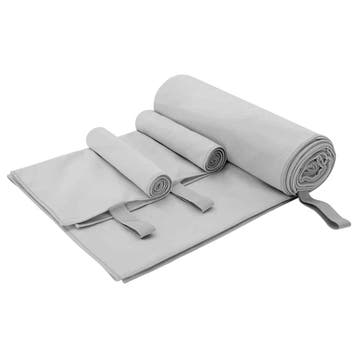 vidaXL Set van Sporthanddoeken 3 st Grijs 210 x 100 cm, Verzenden, Nieuw, Grijs