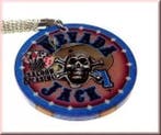 Sleutelhanger met Nevada Jack Pokerchip in Blauw., Verzenden, Nieuw