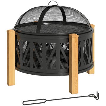2-in-1 Vuurkorf Ø75 X 58 Cm Vuurplaats Met Vonkenscherm, Poo, Verzenden