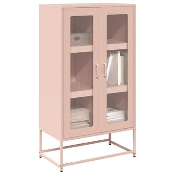 vidaXL buffetkast 68x39x123 cm staal roze, Verzenden, Nieuw, Metaal