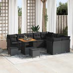 vidaXL Tuinbankenset 12 pcs Zwart poly rattan, Verzenden, Nieuw, Rotan, 2 zitplaatsen