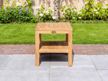 Ideale bijzettafel van massief teakhout | Direct leverbaar!, Tuin en Terras, Tuintafels, Ophalen of Verzenden, Nieuw, Vierkant