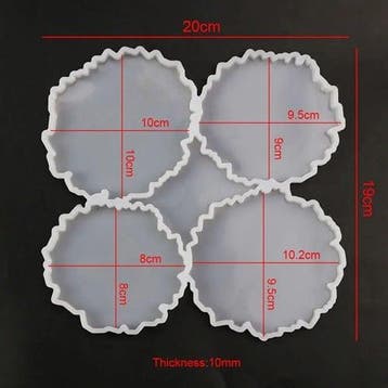 Siliconenmal set 4 onderzetters glazen bloemvorm epoxy resin, Ophalen of Verzenden, Nieuw