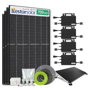 Zonnepanelen Pakket Platdak 2.8 kW 4x 700Wp Micro-omv., Doe-het-zelf en Verbouw, Zonnepanelen en Toebehoren, Ophalen of Verzenden