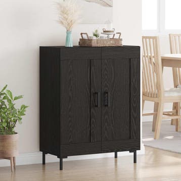 vidaXL Dressoir Zwart Eiken 69,5 x 34 x 90 cm Gemonteerd, Verzenden, Nieuw, Overige houtsoorten, Minder dan 50 cm