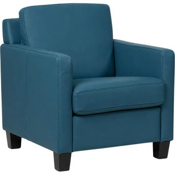 Leren fauteuil Smart - Toledo Turquoise (blauw) - Poten, Nieuw, Ophalen of Verzenden, Bohemian, Eigentijds, Modern, Retro, 50 tot 75 cm