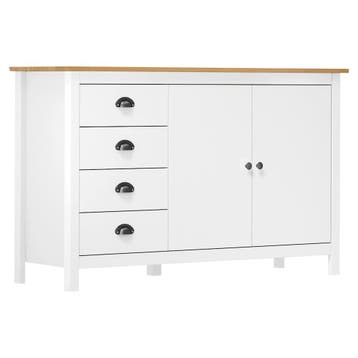 vidaXL Dressoir Hill 130x40x80 cm massief grenenhout wit, Verzenden, Nieuw, Grenenhout, Minder dan 50 cm