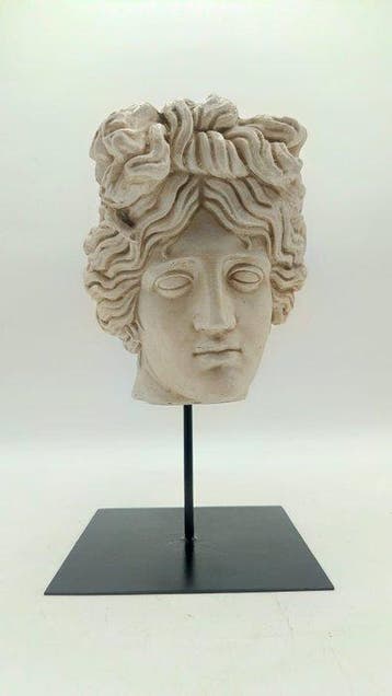 sculptuur, Testa di Apollo - 34 cm - marmerpoeder, Antiek en Kunst