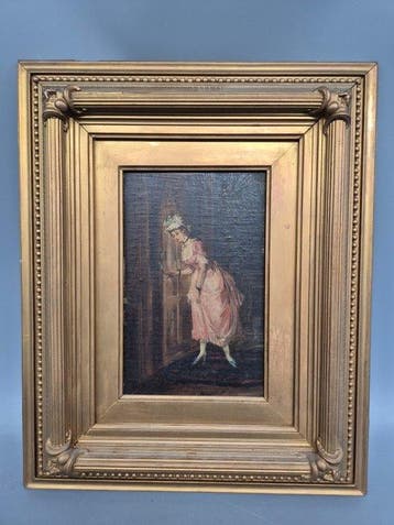 German school (XIX) - Junge Frau mit Tablett, Antiek en Kunst, Kunst | Schilderijen | Klassiek