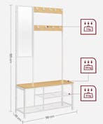 4-in-1 halmeubel met kapstok, spiegel, schoenenrek en zitban, Huis en Inrichting, Woonaccessoires | Kapstokken, Verzenden, Nieuw