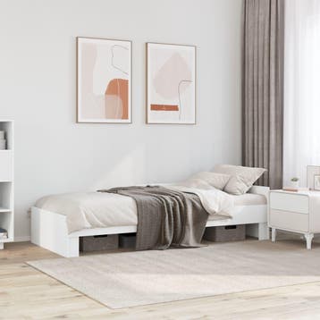 vidaXL Bedframe bewerkt hout wit 90x200 cm, 90 cm, Eenpersoons, Verzenden, Wit