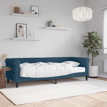 vidaXL Slaapbank met matras 80x200 cm fluweel blauw, Eenpersoons, Nieuw, 80 cm, 200 cm