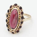 Ring - 14 karaat Geel goud - Granaat, Nieuw