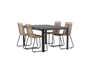 Tuintafel  Pim  Zwart   Teak  150*90cm  4 Stoelen  The Outsi, Verzenden, Nieuw