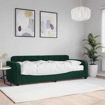 vidaXL Slaapbank met matras 80x200 cm fluweel donkergroen, Eenpersoons, Verzenden, Nieuw, 80 cm
