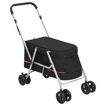 vidaXL Hondenwagen inklapbaar 100x49x96 cm linnenstof zwart, Verzenden, Nieuw