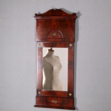 Hollandse Empire spiegel met brons en inlegwerk ca 1810 bloe, Ophalen of Verzenden