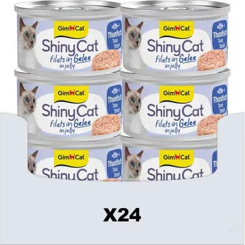 24x GimCat Kattenvoer Nat ShinyCat Filets in Jelly Tonijn..., Verzenden, Kat