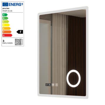 [pro.tec] Spiegel Racale met LED verlichting 80x60x3 cm wit, Huis en Inrichting, Woonaccessoires | Spiegels, Verzenden, Nieuw