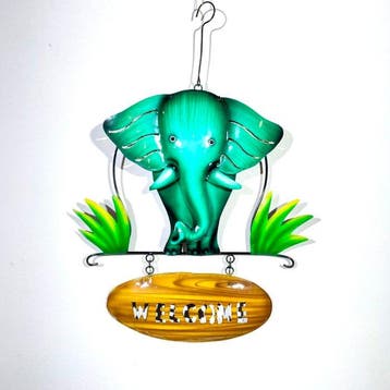 Wanddecoratie - Ethnic Welcome sign Elephant - Handmade