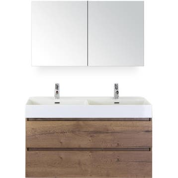 Maxx XL Badmeubelset 120 cm - Tabacco - Wastafel Kube Dubbel, Ophalen of Verzenden, Nieuw