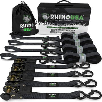 Rhino USA Medium Duty Ratchet Strap Tie-Down 4-Pack (Black), Ophalen of Verzenden