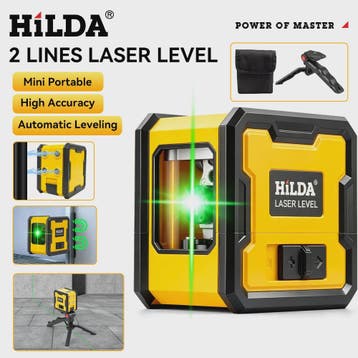 HILDA Laser Waterpas 2 Lijnen Groen Zelfnivellerend Draagbaa, Verzenden, Nieuw