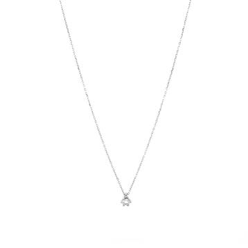 Witgouden solitair collier met diamant 14 krt, Verzenden, Zo goed als nieuw, Goud, Met hanger