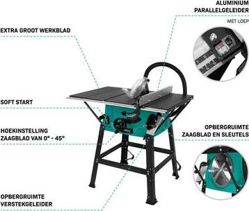 2dekans | VONROC Zaagtafel 2000W – Ø250mm - Groot werkblad -, Ophalen of Verzenden, Zo goed als nieuw, VONROC