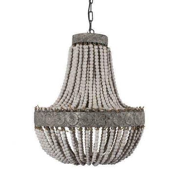 Grote handgemaakte Kralen Hanglamp Ø 52 cm - ACTIE !, Huis en Inrichting, Ophalen of Verzenden, Nieuw, Hout, 50 tot 75 cm