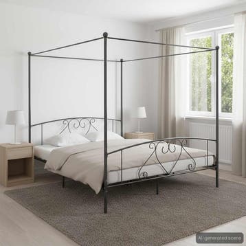 vidaXL Hemelbedframe metaal grijs 180x200 cm, Eenpersoons, Verzenden, Nieuw, 80 cm