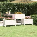 vidaXL Plantenbak 178,5x44x75 cm massief grenenhout wit, Verzenden, Nieuw, Hout, 60 cm of meer