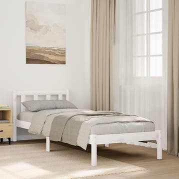 vidaXL Bedframe extra lang zonder matras grenenhout wit, Eenpersoons, Verzenden, Wit, Nieuw