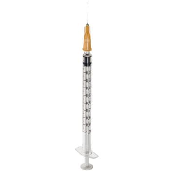 BD Plastipak injectiespuit + naald - 1ml - Luer - 25G 0.5mm, Verzenden, Nieuw