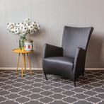8x Montis Windy Fauteuil Zwart Leer - Zwart, Ophalen, 75 tot 100 cm, Zo goed als nieuw, Leer