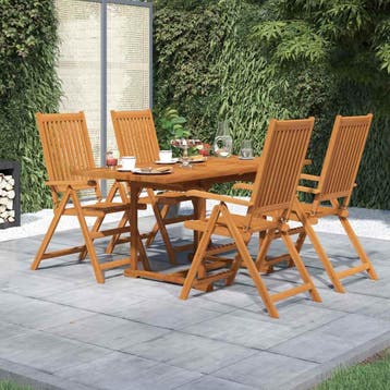 vidaXL 5-delige Tuinset massief acaciahout 120-170 cm, Tuin en Terras, Tuinsets en Loungesets, 4 zitplaatsen, Nieuw, Tuinset, Verzenden