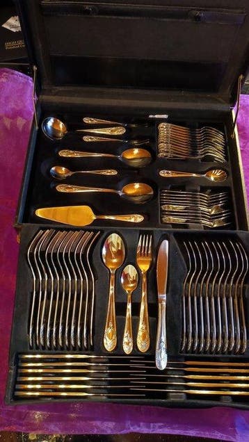 H.K.S Toskana Besteckset, Dekorvergoldet, 12 Personen -, Antiek en Kunst
